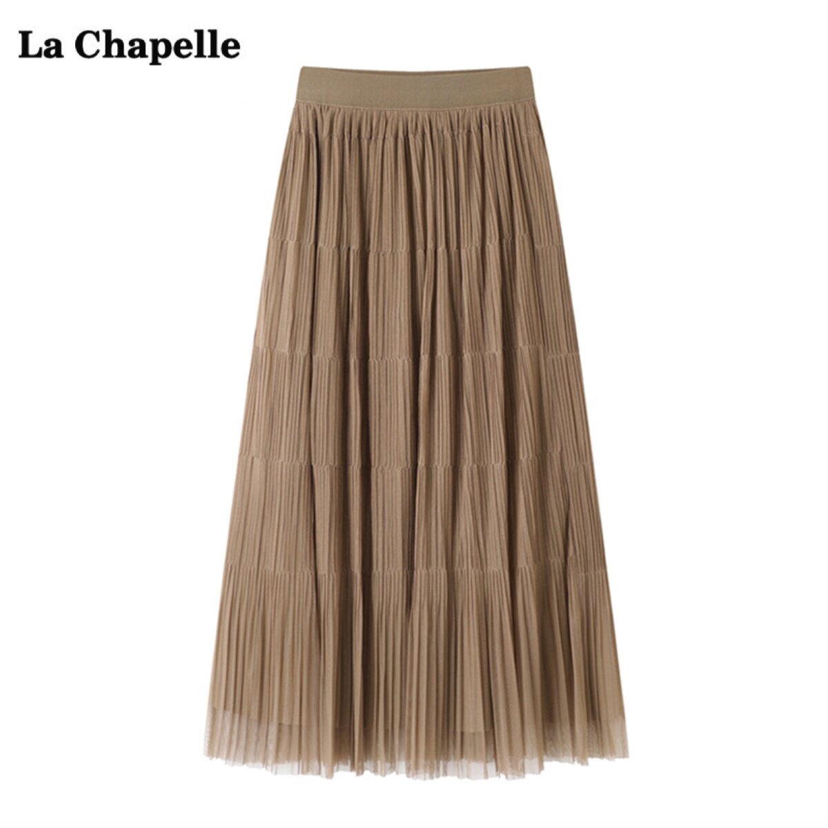 拉夏贝尔/La Chapelle高腰网纱百褶半身裙女秋冬季中长款a字裙子怎么样,好用不?