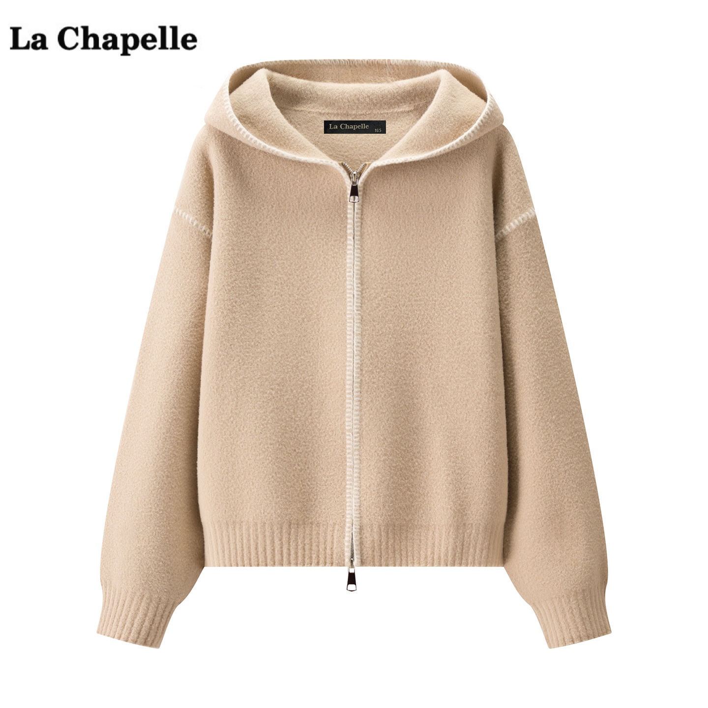 拉夏贝尔/La Chapelle韩系连帽针织开衫外套女秋冬季新款宽松上衣