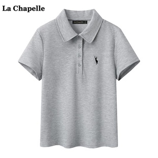 女春季 拉夏贝尔 POLO衫 休闲宽松套头上衣 Chapelle小鹿刺绣短袖