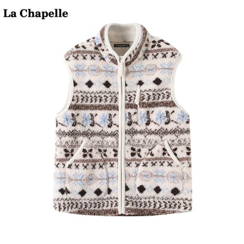 拉夏贝尔/La Chapelle费尔岛摇粒绒马甲外套女秋冬季新款保暖坎肩