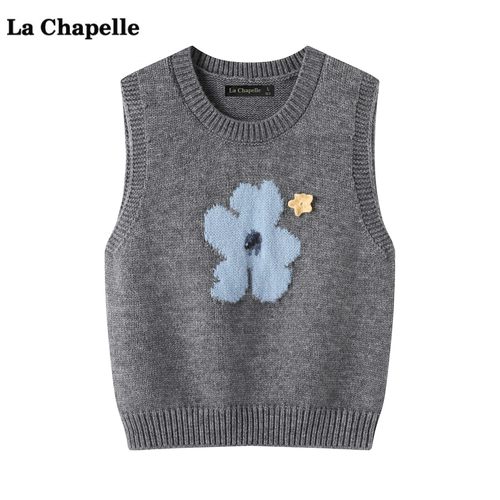 拉夏贝尔/La Chapelle花朵无袖针织马甲女秋季新款叠穿背心坎肩