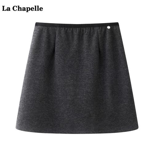 拉夏贝尔/La Chapelle高腰百搭毛呢半身裙女秋冬新款显瘦a字短裙