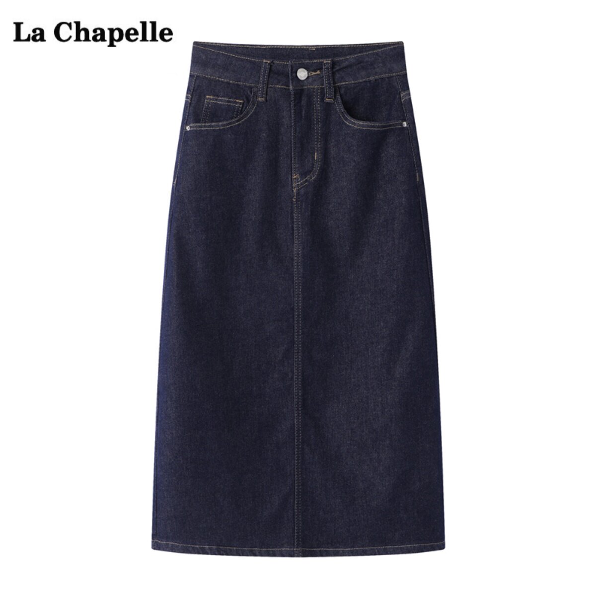 拉夏贝尔/La Chapelle复古蓝色开叉牛仔半身裙女高腰显瘦a字长裙高性价比高么？