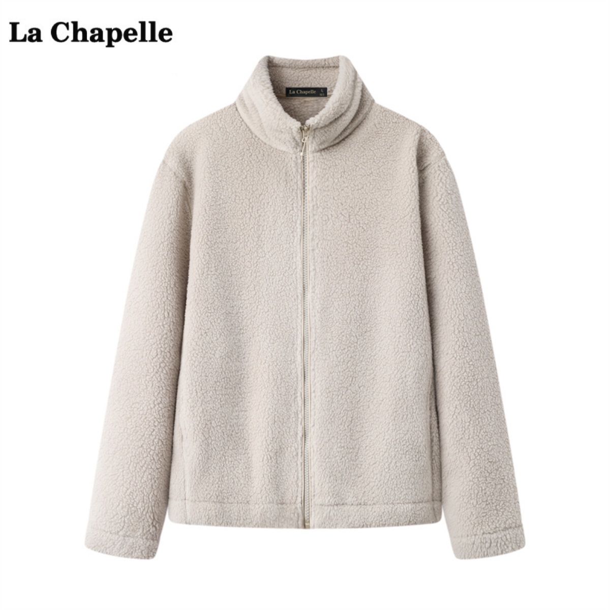 拉夏贝尔/La Chapelle仿羊羔绒外套女秋冬新款宽松摇粒绒夹克上衣