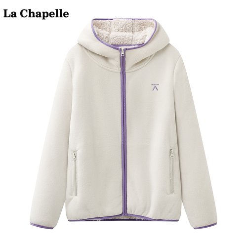 拉夏贝尔/La Chapelle户外连帽摇粒绒外套女秋冬季新款保暖抓绒衣