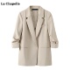 显瘦宽松西服上衣 拉夏贝尔 外套女秋季 新款 Chapelle米色西装
