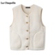 Chapelle摇粒绒马甲背心女冬季 新款 拉夏贝尔 仿羊羔绒开衫 坎肩