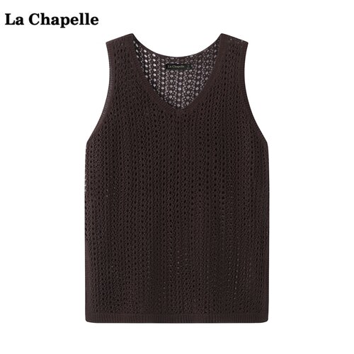 拉夏贝尔/La Chapelle气质V领针织背心女夏季新款宽松显瘦上衣