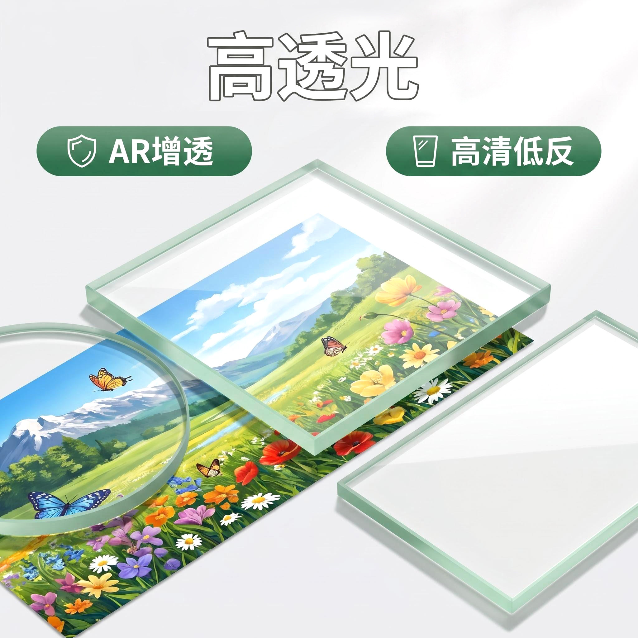 AR 增透玻璃面板 低反射防反光 工控显示仪器视窗 光学工控面板