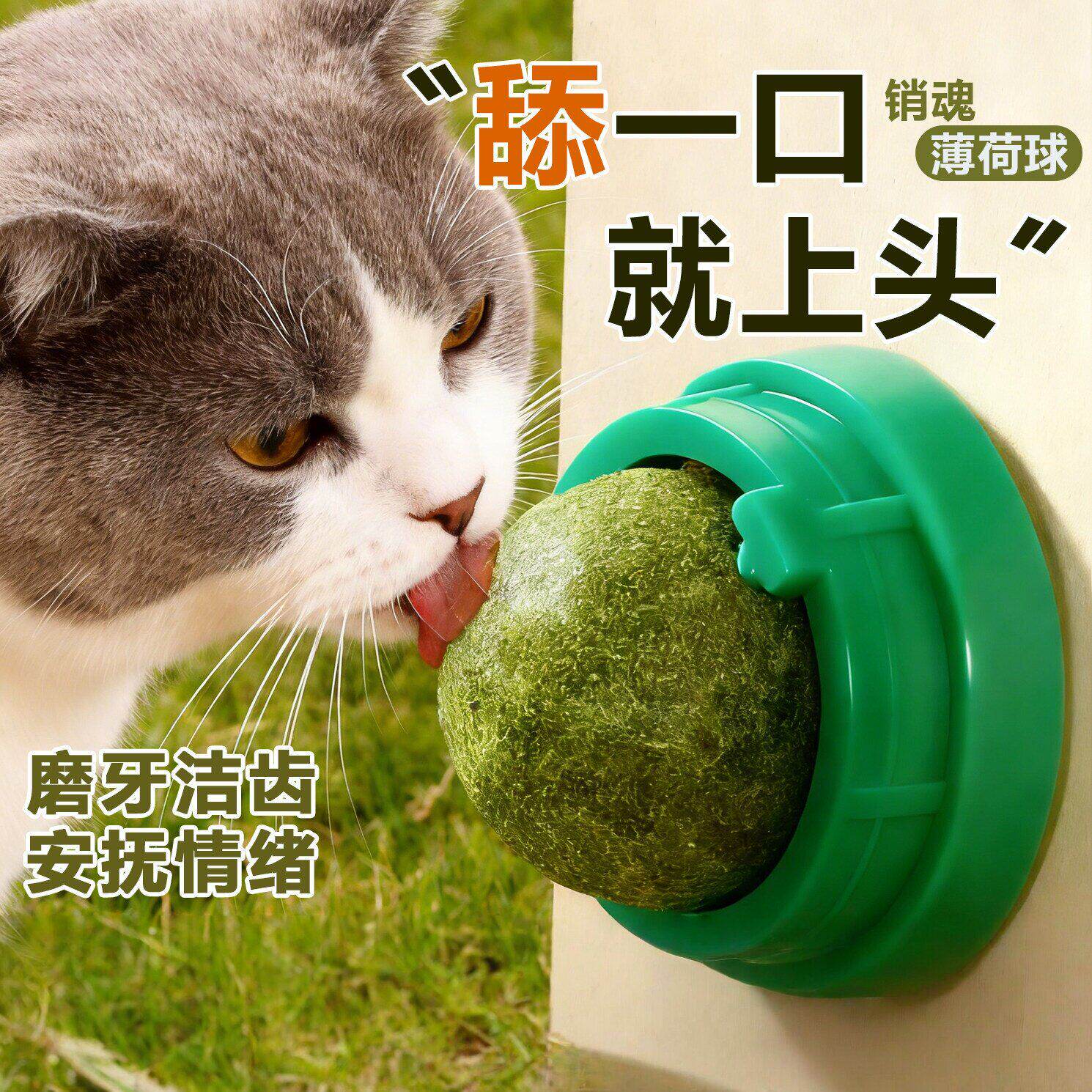 猫薄荷球旋转贴墙磨牙自嗨玩具