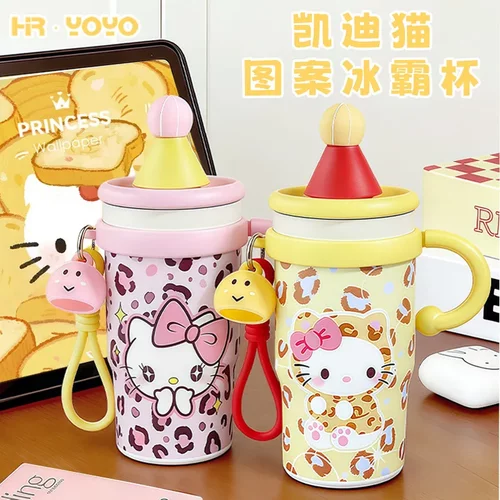 凯迪猫小红帽保温杯女高颜值650ml大容量吸管杯外出便携冰霸杯子