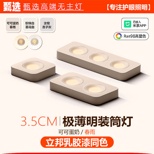 乳胶漆墙体可可淡奶明装极薄筒灯