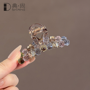 高级感水钻珍珠抓夹女2025新款高端中号发抓发夹后脑勺盘发鲨鱼夹