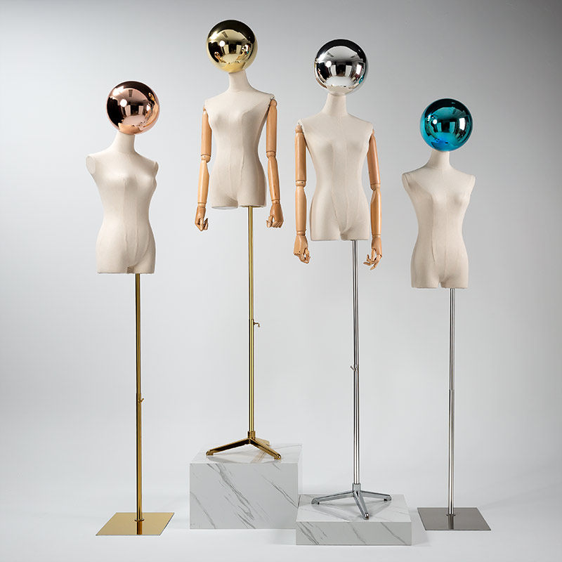 服装店创意电镀圆球橱窗假人偶模特道具女半身 女装模特展示架子