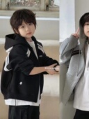 男童外套2024春装 中大童卫衣女童外穿洋气韩国童装 新款 儿童拉链衫