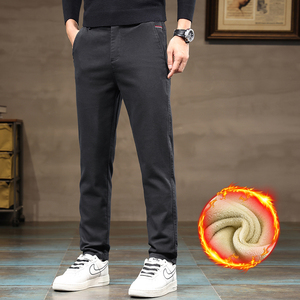 加绒保暖商务休闲裤子秋冬男精神小伙修身直筒西裤K9802加绒p55,男装休闲裤,星座224-3