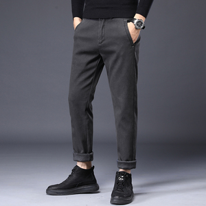 6611加絨p48現(xiàn)貨 秋冬男士保暖休閑褲中青年加厚直筒商務(wù)純色西褲圖片