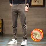 加绒保暖商务休闲裤子秋冬男精神小伙修身直筒西裤K9802加绒p55，男装休闲裤，星座224-3