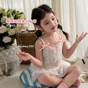 宝宝呼吸孔背心家居服睡衣棉 2026夏款 嘿甜心女童吊带短裤 两件套装
