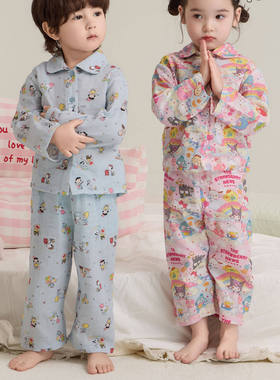大小卷卷Heyhoney新款儿童卡通家居服套装纯棉睡衣两件套-110093