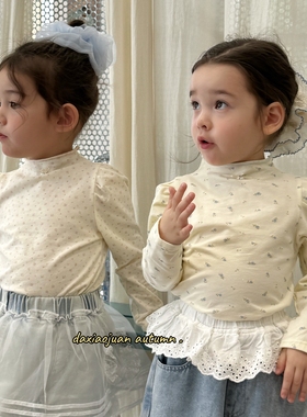 大小卷女童打底衫百搭甜美2025新秋季宝宝泡泡袖上衣长袖T恤93001