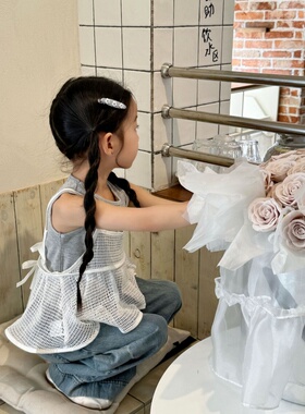 大小卷女童背心吊带2件套装洋气时髦夏季休闲外穿宝宝上衣83042