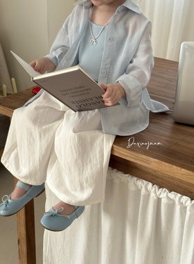 大小卷女童休闲裤子夏季薄款宽松阔腿裤百搭防蚊裤宝宝长裤32809