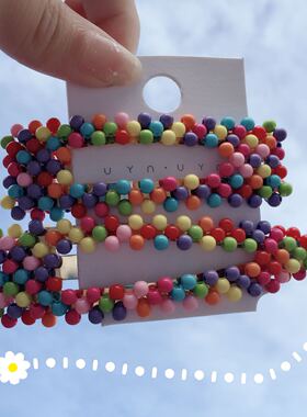 夏天新款黑色小清新网红泫雅糖果色串珠子bb夹珍珠水滴发夹学生女