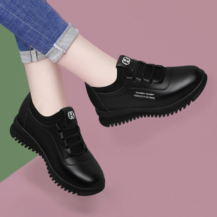 缓震真皮休闲板鞋旅游鞋子2025新款秋冬款软底妈妈鞋高帮鞋运动鞋