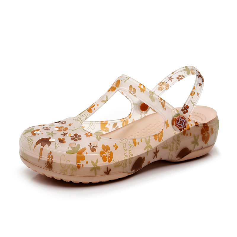 洞洞鞋女夏季厚底防滑包头沙滩鞋海边轻便软底凉鞋涉水护士凉拖鞋