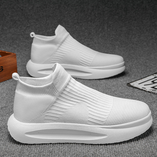 夏季透气网面内增高鞋男10cm8厘米飞织夏天男鞋小白鞋男运动鞋男