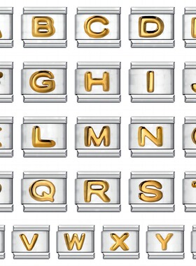 爆款钛钢镀金凸起英文字母DIY意大利模块手链 Italian bracelet