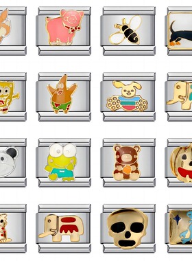 不锈钢焊接滴油动物DIY意大利模块手链 Italian charm bracelet