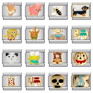 不锈钢焊接滴油动物DIY意大利模块手链 Italian charm bracelet