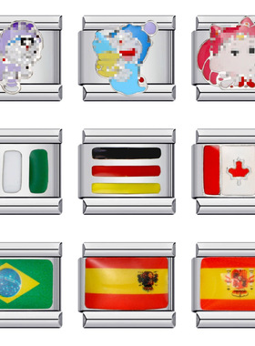 新款钛钢焊接滴油卡通DIY意大利模块手链 Italian charm