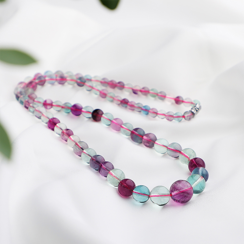 天然冰种萤石塔链小清新七彩孔雀女款水晶项链精细水晶珠链0129|ruв категории Украшения,ювелирные изделия, 半宝晶石, 水晶, 颈饰 - от Buy2taobao.com для оказания профессиональной услуги покупки агента Taobao