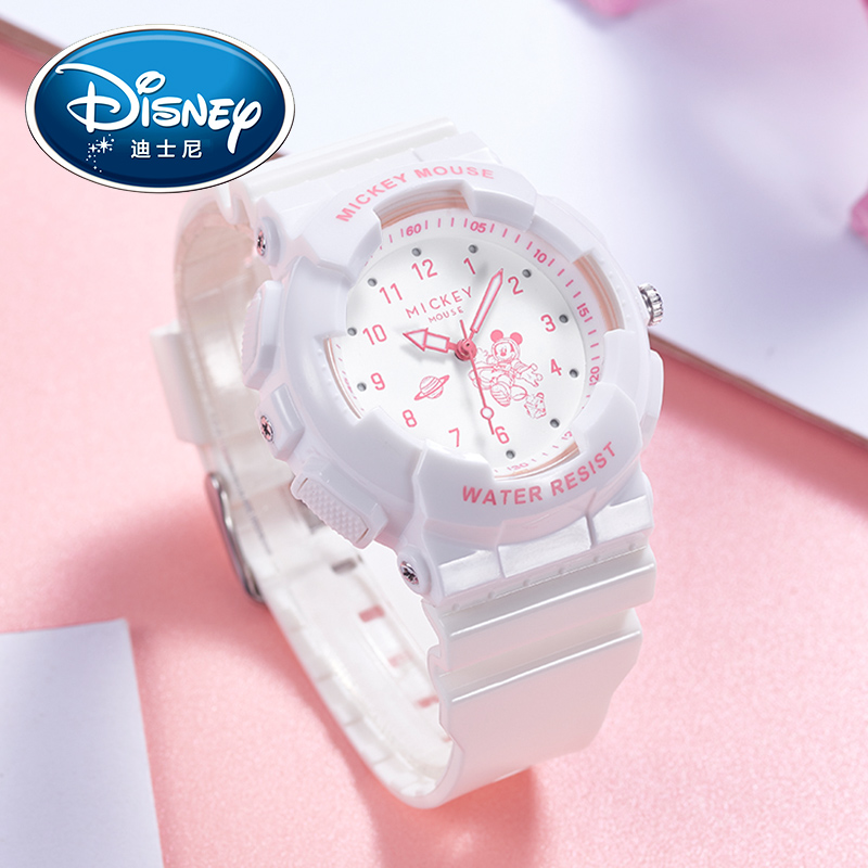迪士尼防水运动女学生夜光石英表
