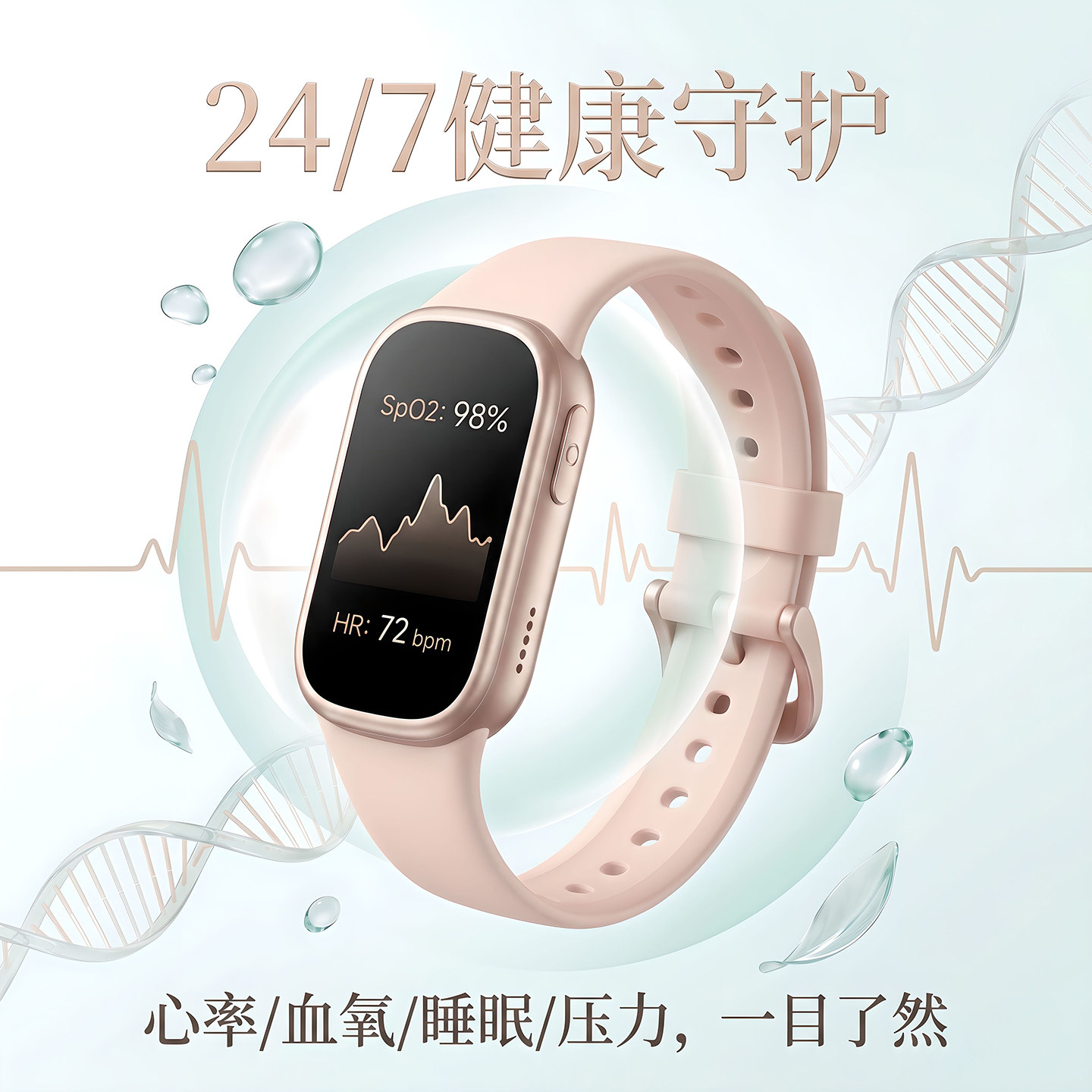 女学生心率计步蓝牙防水智能手表图片