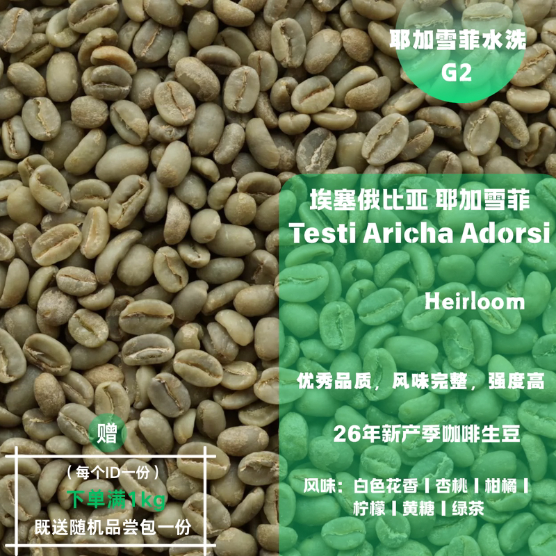26新产季咖啡生豆 埃塞俄比亚 耶加雪菲 Testi 水洗 G2 咖啡包邮