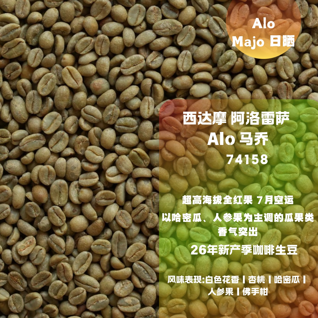 26新产季咖啡生豆 埃塞俄比亚 西达摩 Alo Majo 74158 日晒 包邮