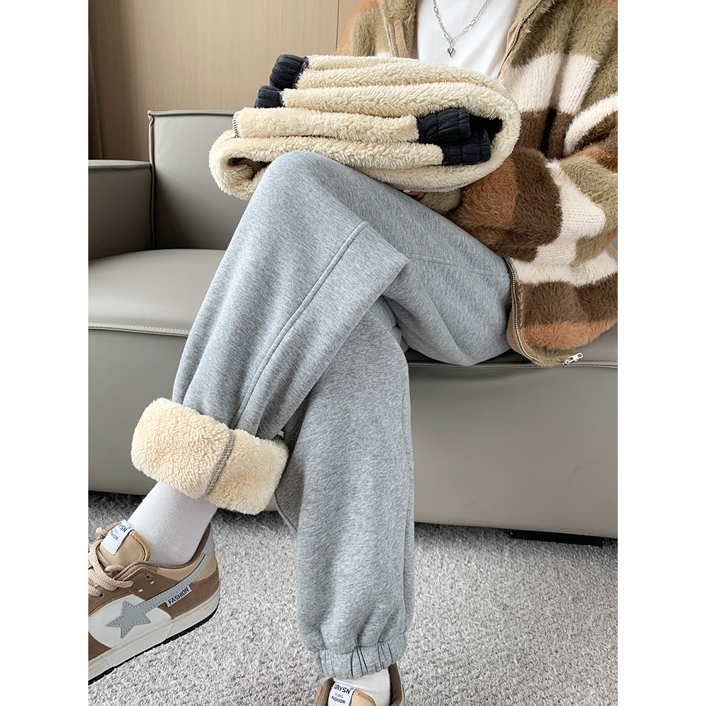 德国进口羊羔绒运动裤女秋冬加绒加厚2025新款保暖棉裤休闲小个子