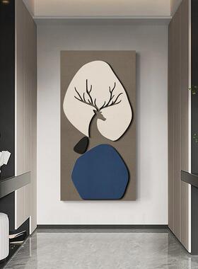 玄关装饰画现代轻奢客厅高档立体砂岩实物画简约大气走廊过道挂画