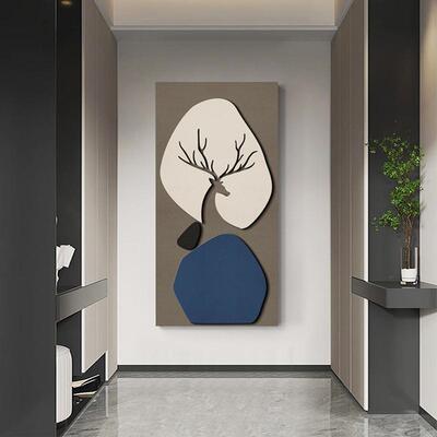 玄关装饰画现代轻奢客厅高档立体砂岩实物画简约大气走廊过道挂画