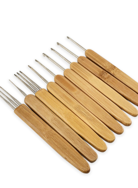 脏辫钩针木手柄不锈钢接发工具 单头双头三头编制针crochet hook