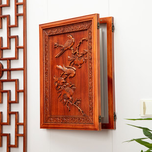 新中式高端实木客厅横版竖款配电表箱装饰画电闸遮挡箱总开关壁画