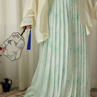 【砚池荷声】【淮南小山】花签染渐变马面裙·褶裙百迭裙定制汉服