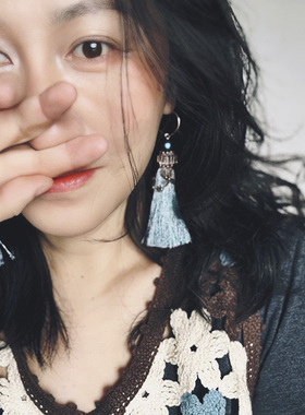 小夜曲工坊 Lisboa 深海静流 宁静蓝 流苏耳环/夹