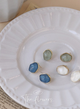 BO丨S925银针镀14K港风时尚耳钉个性不规则几何耳环不对称耳饰