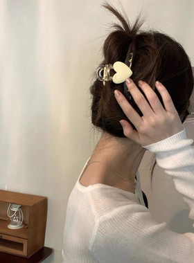 BO丨新款透明发夹韩式简约百搭可爱盘发大号爱心抓夹女夏发饰J182