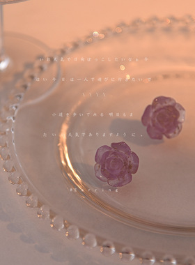 BO丨[玫瑰世纪]淡紫色925银针耳钉女优雅简约气质美人款耳饰耳环